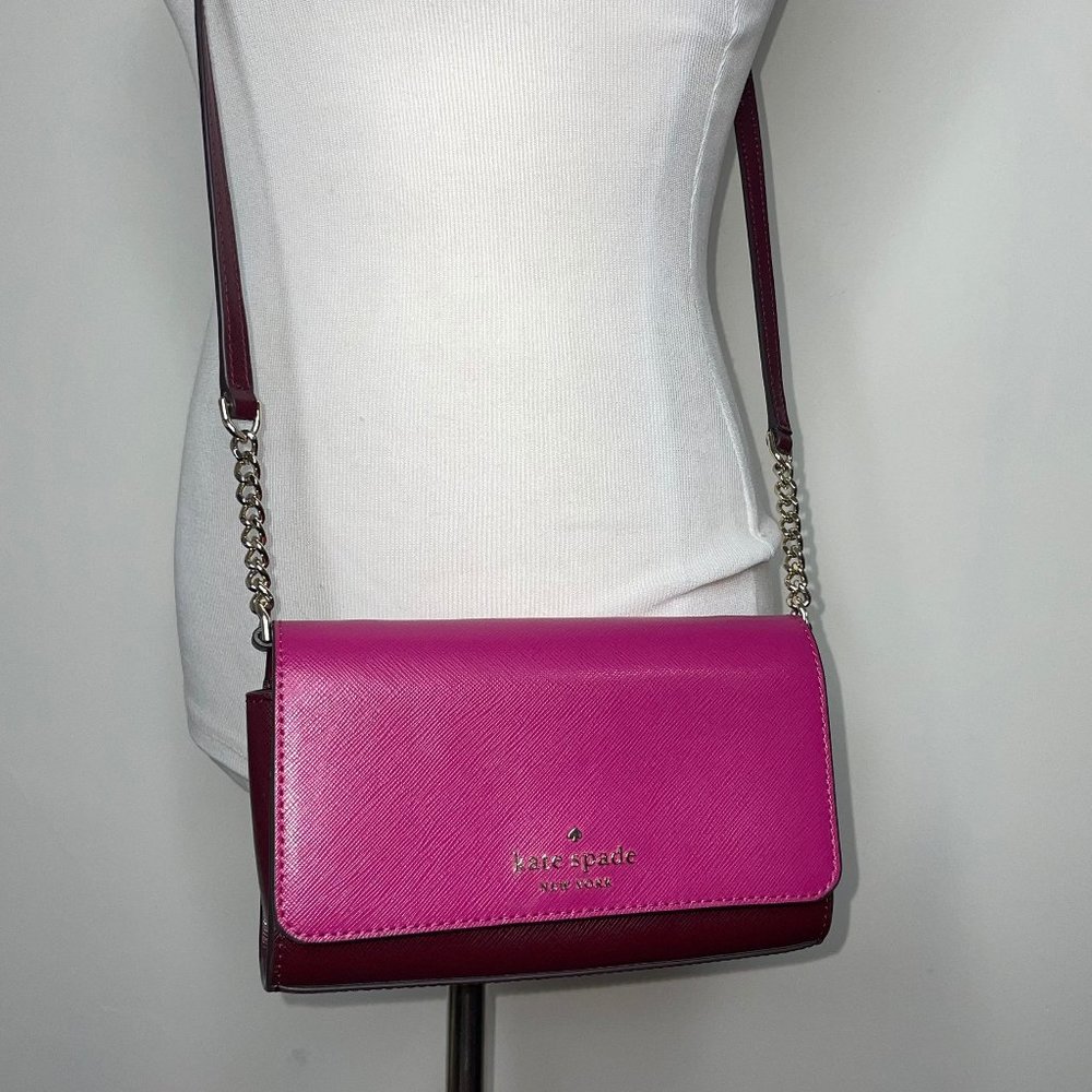 Kate Spade Cameron Street Corin Leather Crossbody Bag Pink / Burgundy - Picture 2 of 12